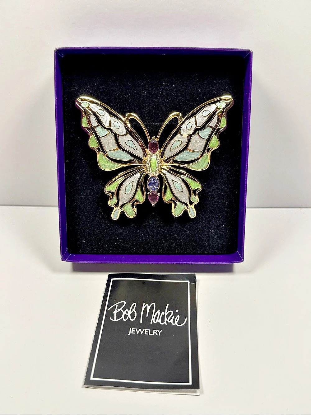 Bob Mackie Enamel & Rhinestone Butterfly Brooch Butterfly Brooch Multicolor